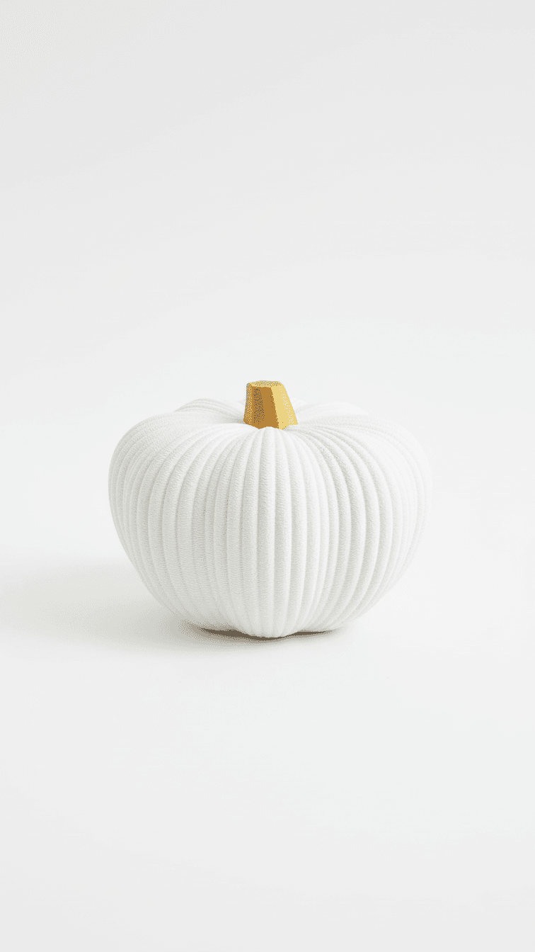 Beyaz Dekoratif Balkabağı - Modern Çizgili Obje