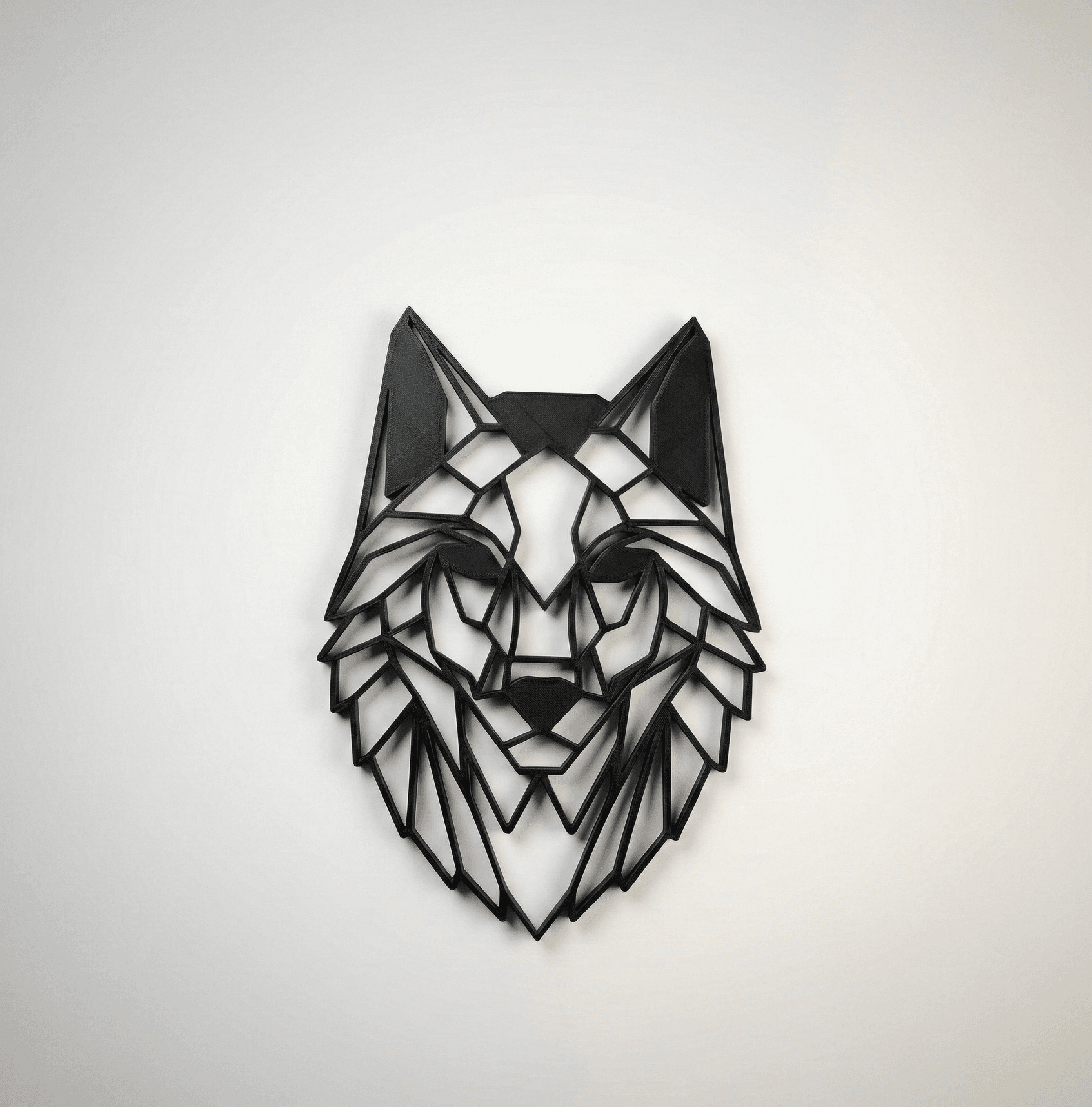 Geometrik Kurt Duvar Dekoru - Modern Siyah 3D Duvar Süsü